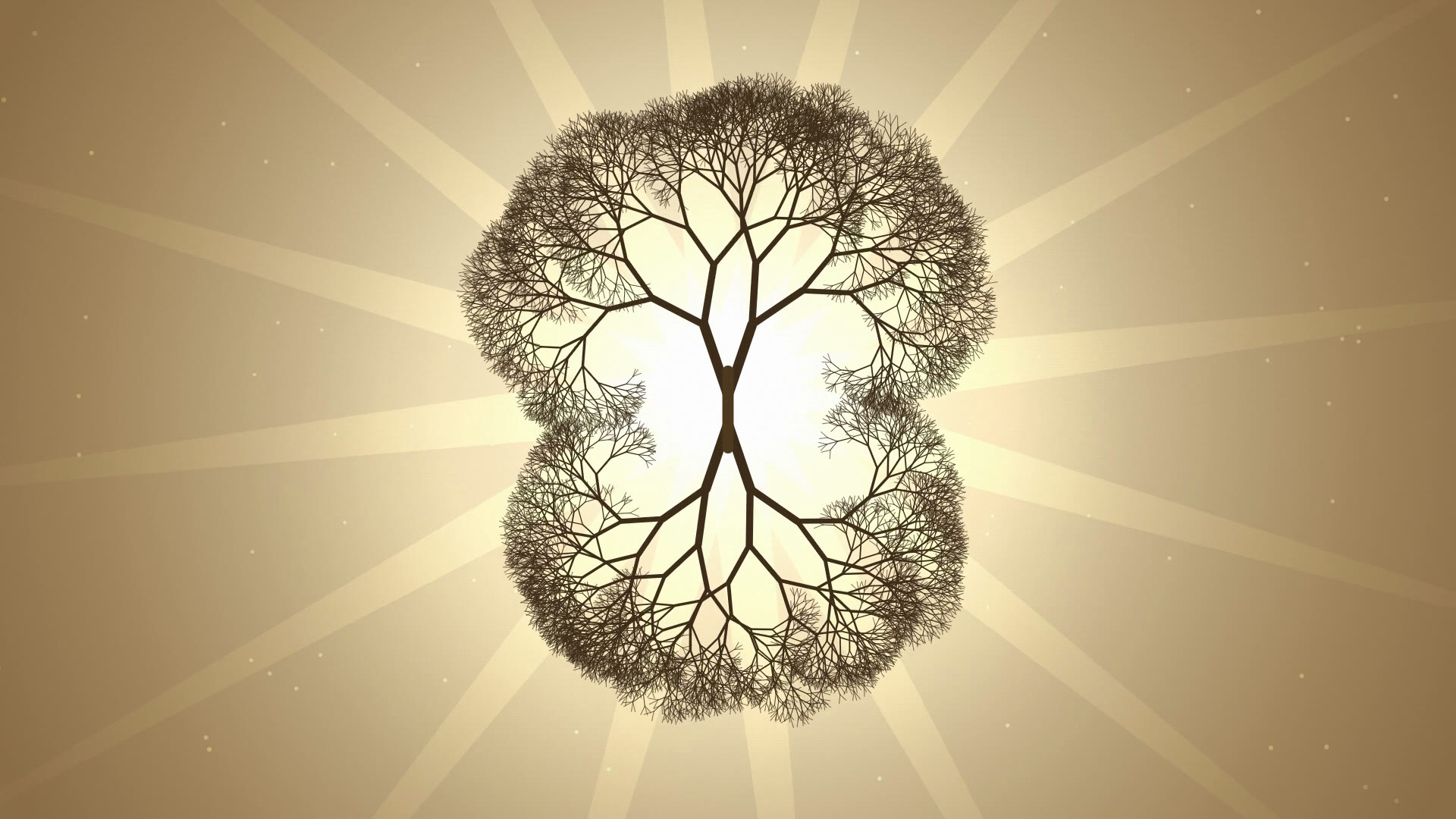 A tree whose canopy and roots form a pair of breathing lungs, lit from within.